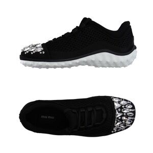 Authentic Miu Miu Black Swarovski Crystal Embellished Sneakers Size 40